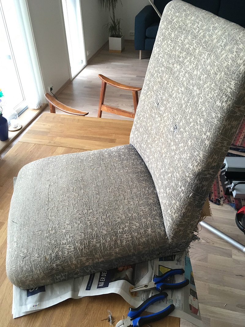 Stripped armchair
