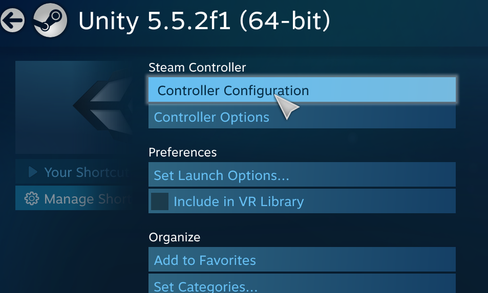 Start Unity from Steam library